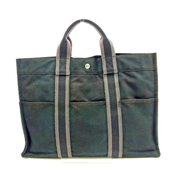 Hermes Tote bag Fourre Tout Black Grey Woman unisex Authentic Used Y6720 - Picture 1 of 6
